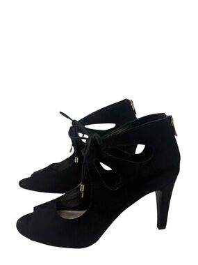 A.N.A. Chance Peep-Toe Back Zip Pumps 023-5279 Black Womens 8.5 New